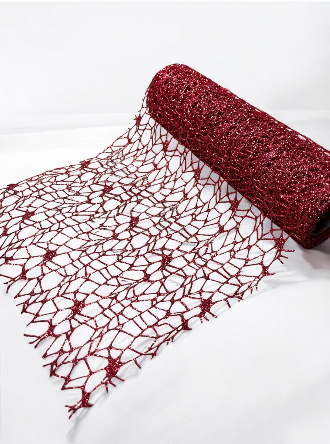 Malla roja grabado telaraña 25cm x 4.6m (YW0737-020R)