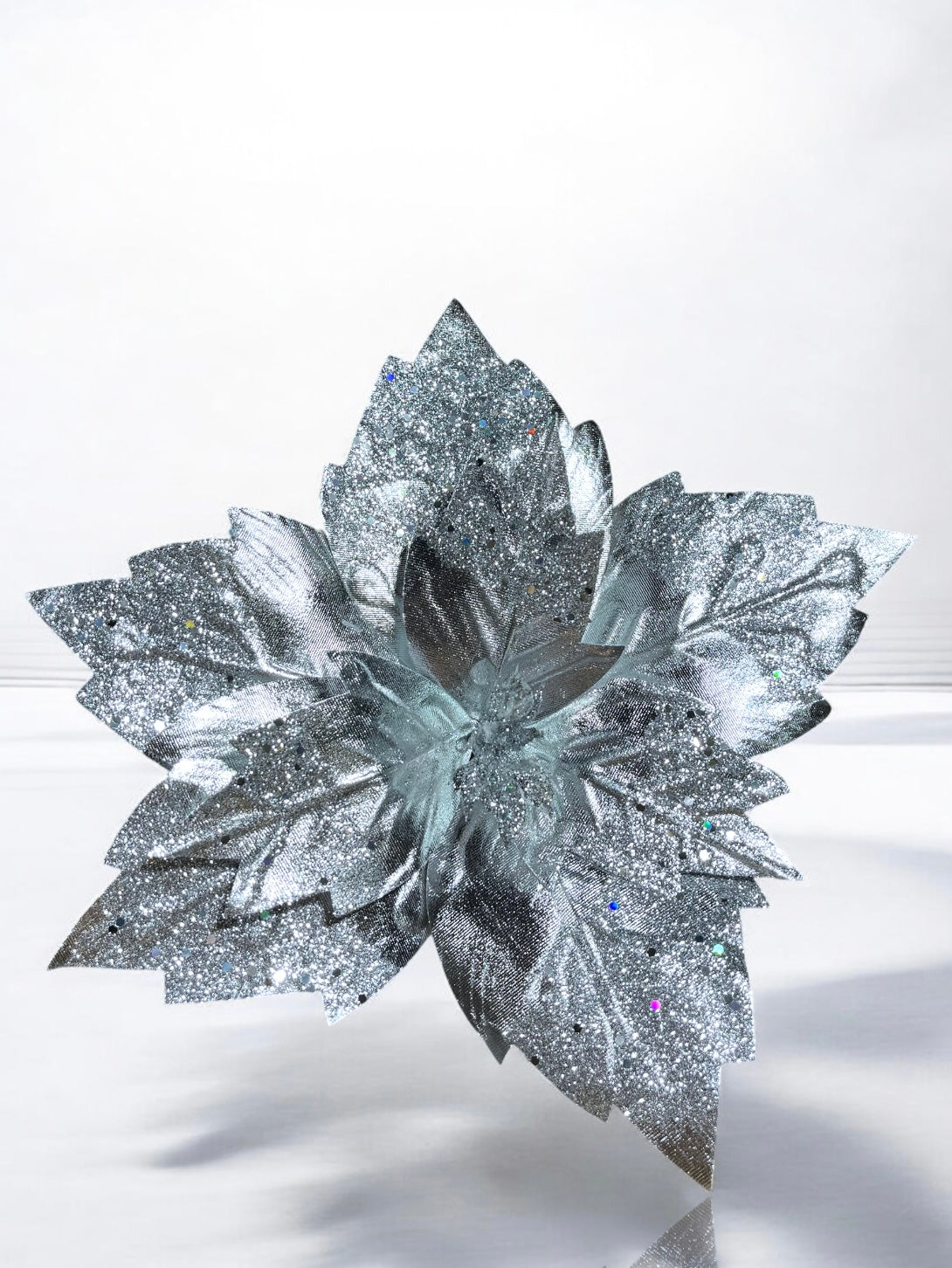 Flor artificial de 8 pétalos plateado metalizado 32cm (FLM00289MtS) 434