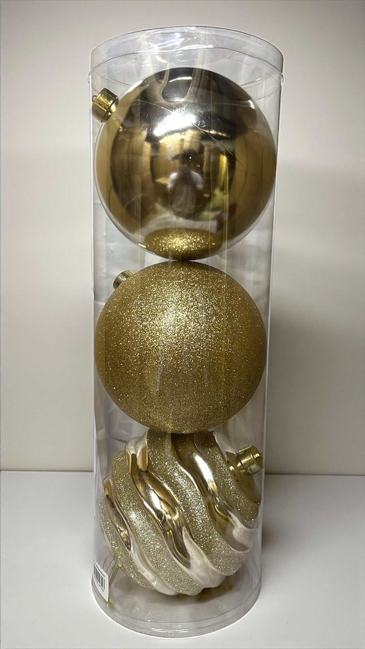 Tarro de 3 bolas navideñas champaña 15cm (BHK00226CHG)