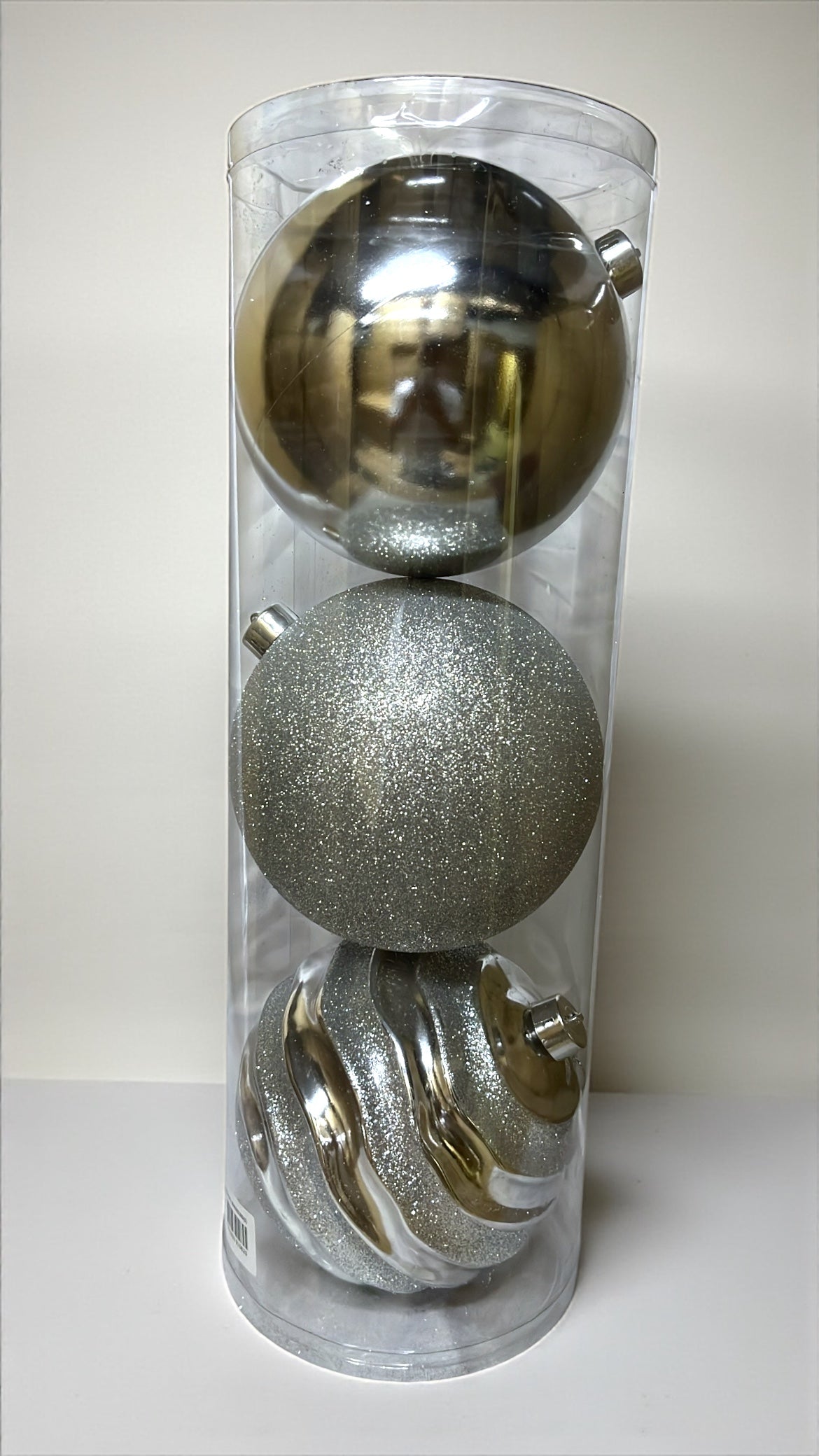 Tarro de 3 bolas navideñas plateadas 15cm (BHK00226S(S))