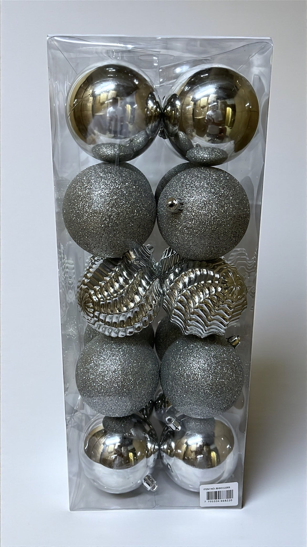 Paquete de 20 bolas navideñas plateadas 8cm (BHK01226S)