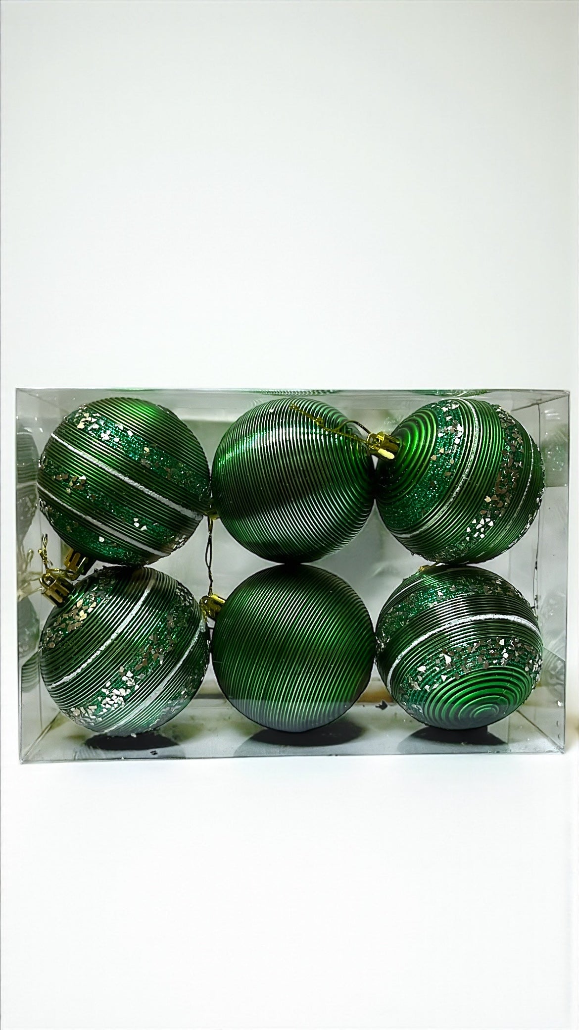 Paquete de 6 bolas navideñas verdes 8cm (T213G)