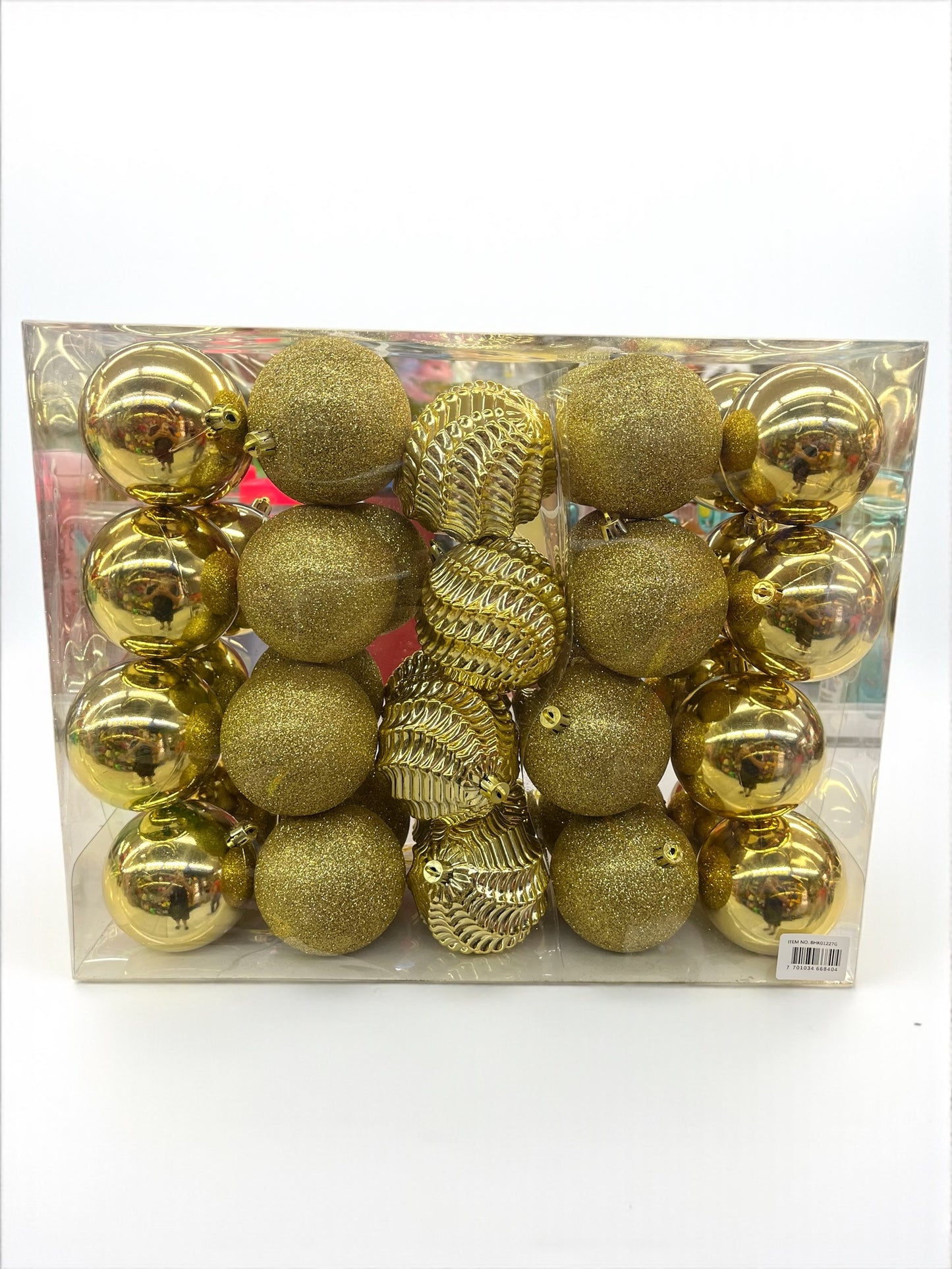 Paquete de 40 bolas navideñas doradas 8cm (BHK01227G)
