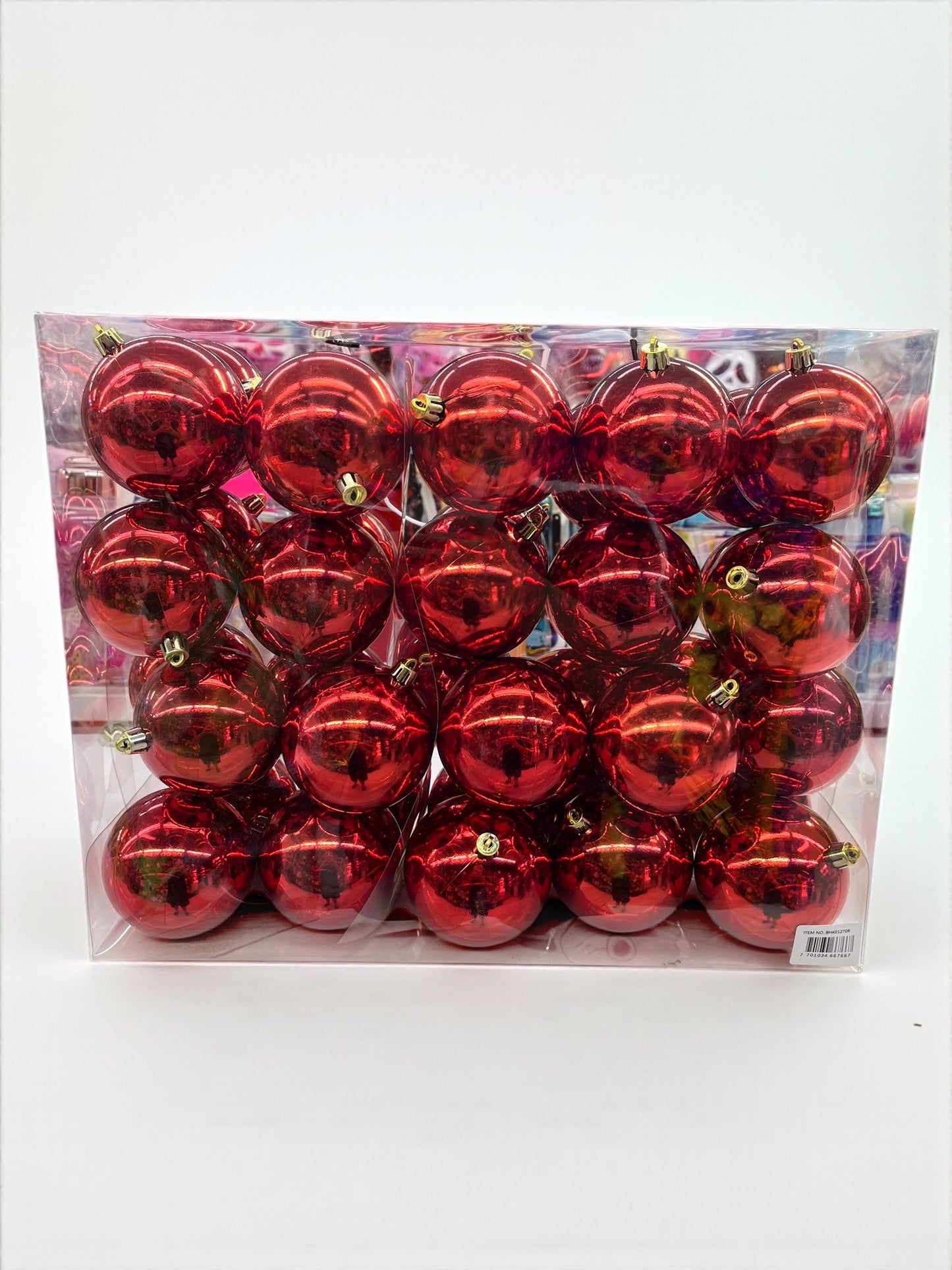 Paquete de 40 bolas navideñas rojas lisas 8cm (BHK01270R)