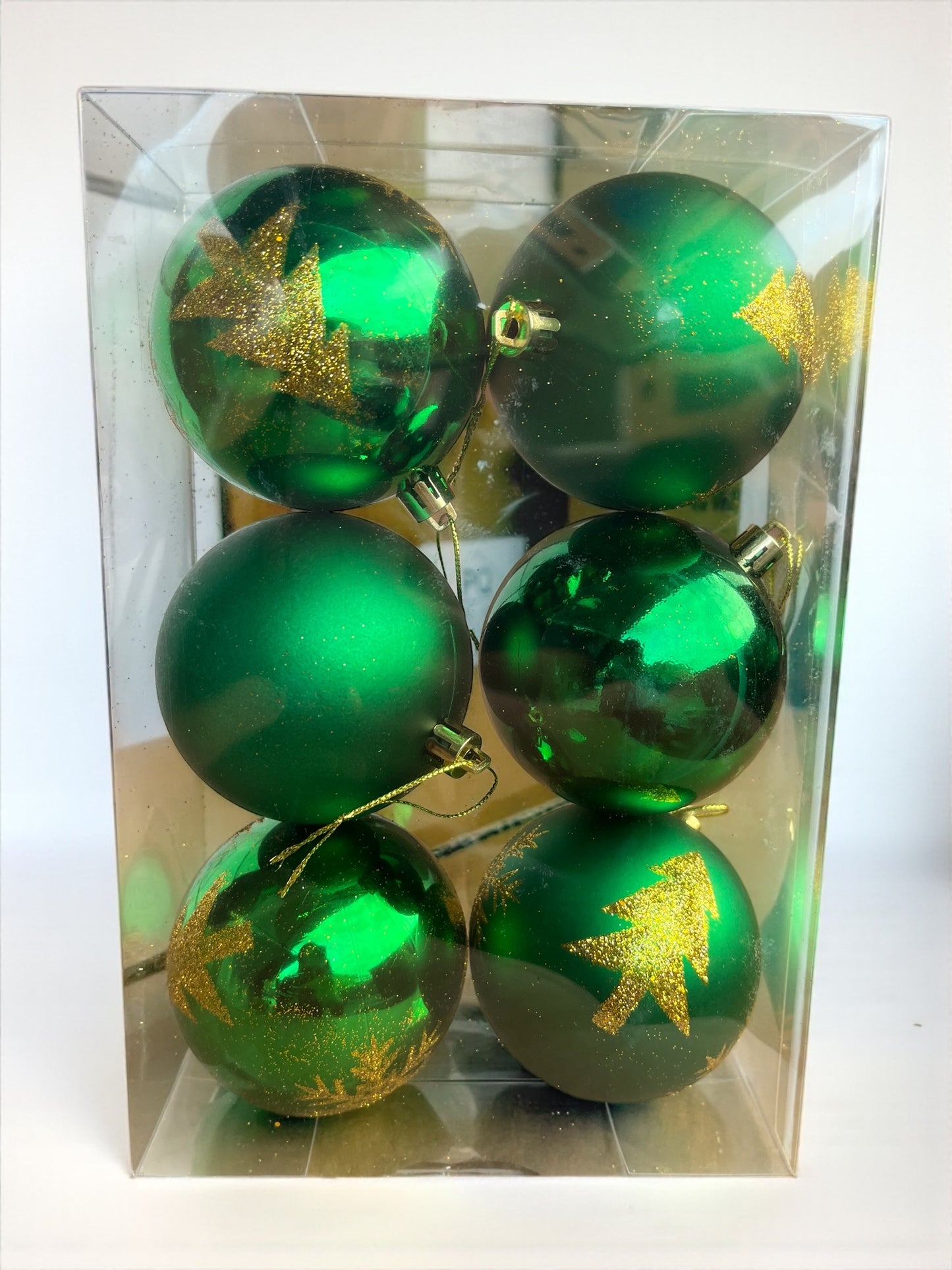 Paquete de 6 bolas navideñas verdes 8cm (T217G)