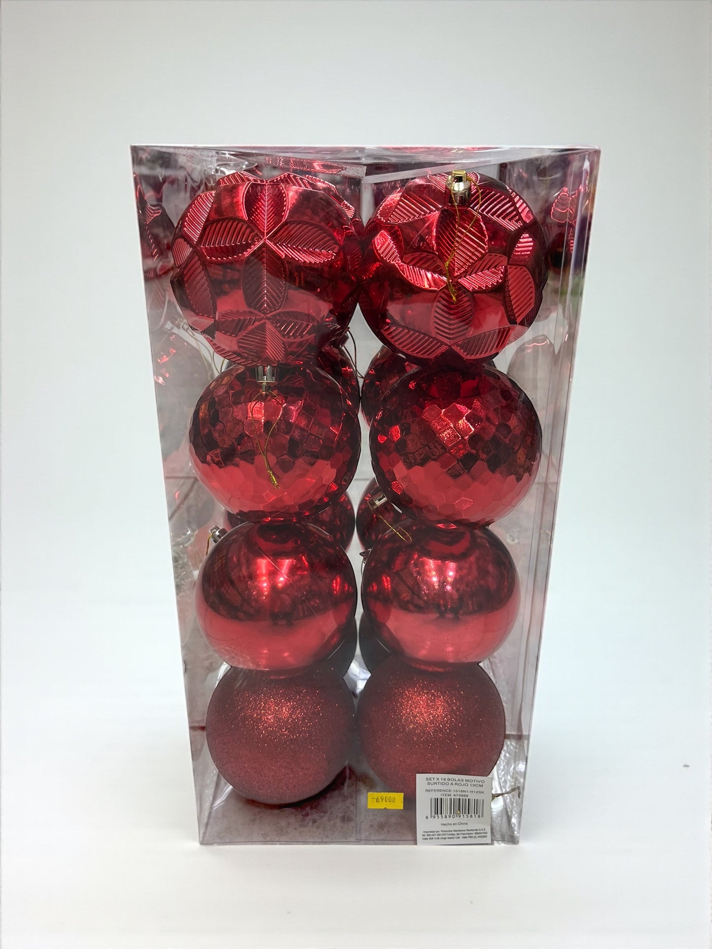 paquete x 16 bolas rojas 10cm (973889)