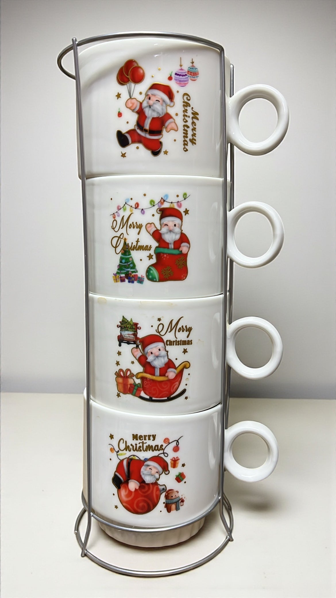 Set de 4 pocillos navideños 7cm x 12cm (T773)