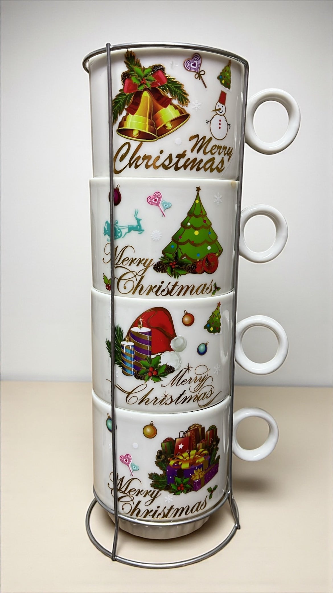 Set de 4 pocillos navideños 7cm x 12cm (T773)