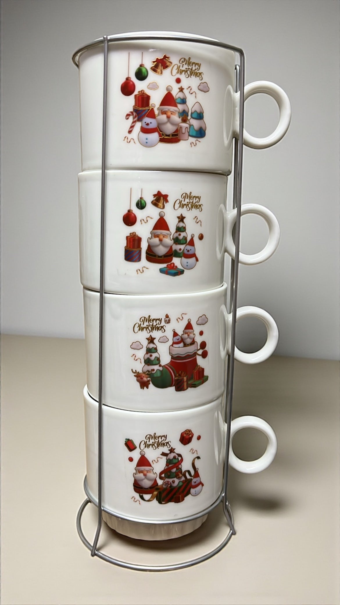 Set de 4 pocillos navideños 7cm x 12cm (T773)