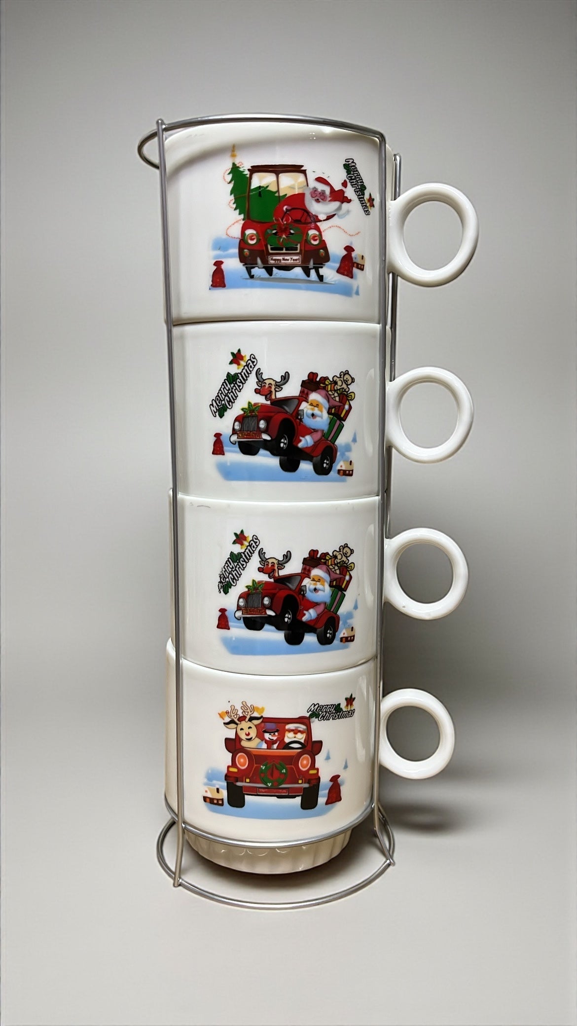 Set de 4 pocillos navideños 7cm x 12cm (T773)