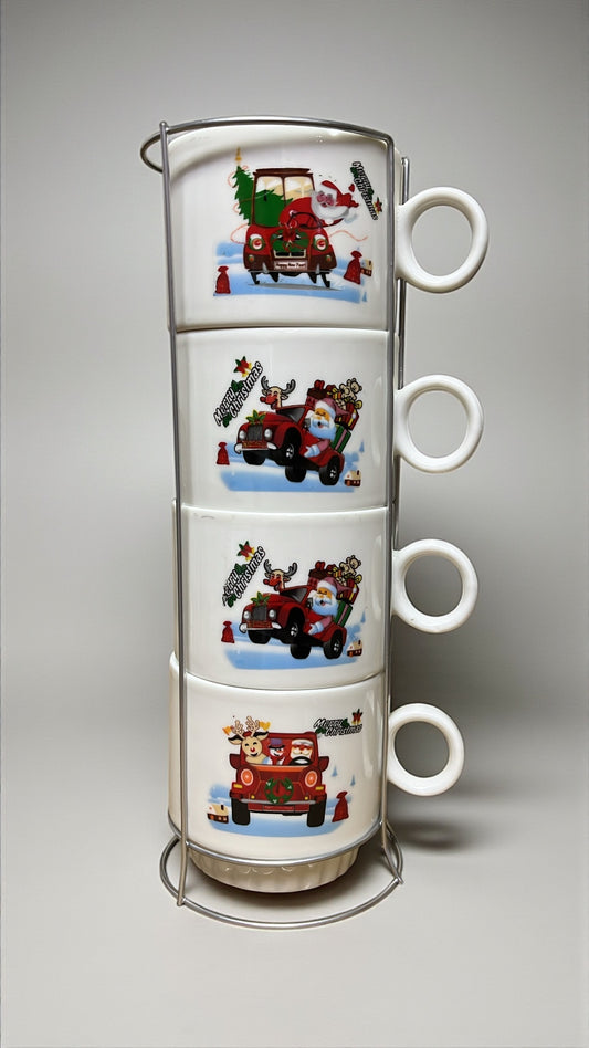 Set de 4 pocillos navideños 7cm x 12cm (T773)