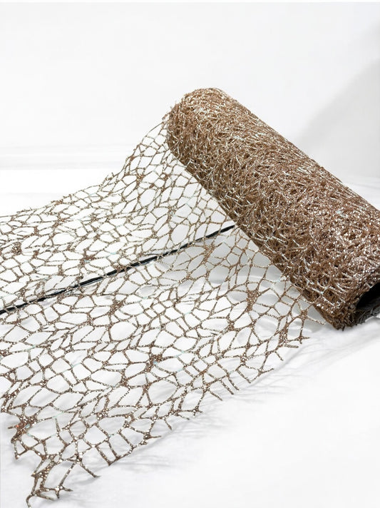 Malla bronce grabado telaraña 25cm x 4.6m (YW0737-020CP)