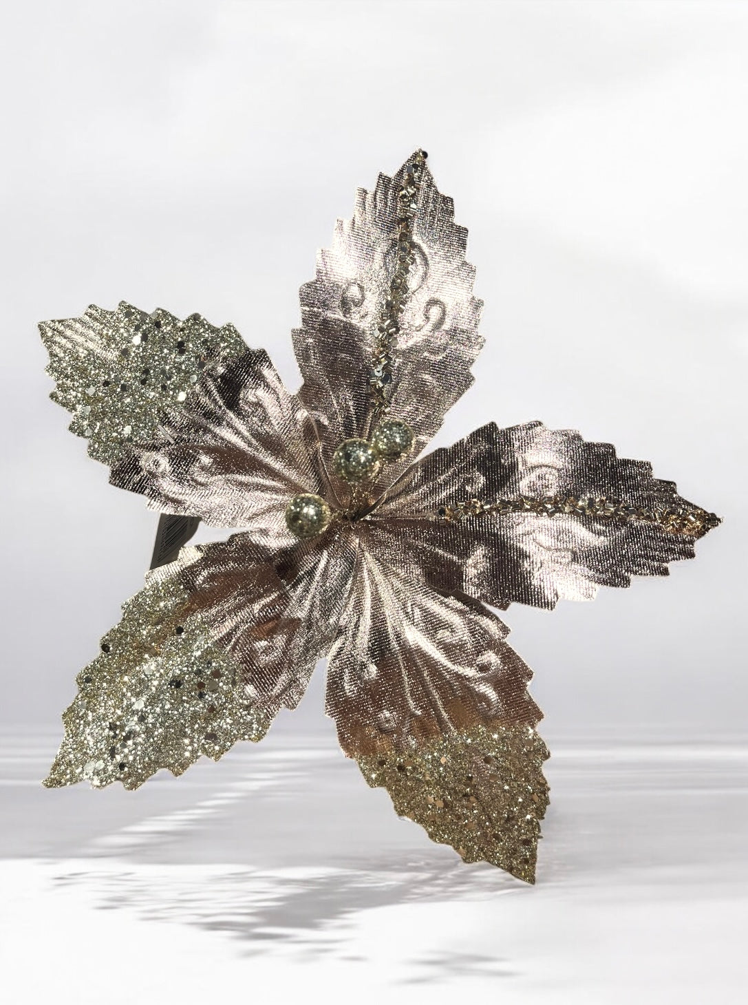 Flor artificial de 5 pétalos champaña metalizado 26cm (FLM00252MtCH) 422