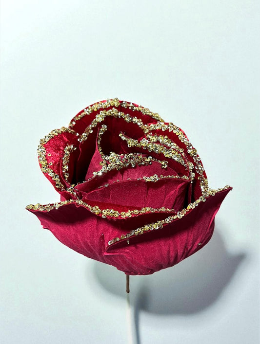 Rosa artificial color rojo 24cm (FHY0098RG) 489