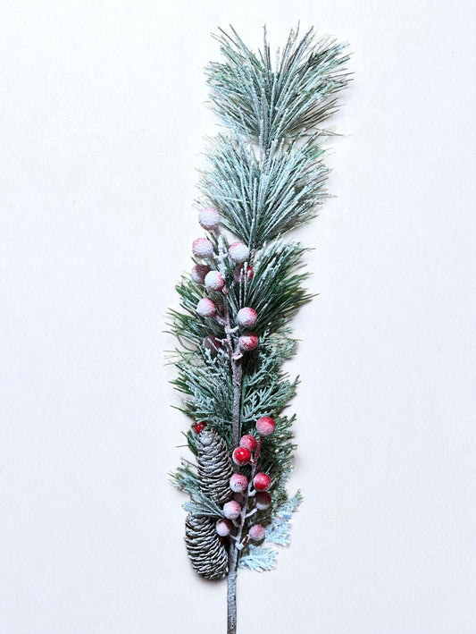 Berry con piñas y frutos nevado 44cm (FLM00151R) 526
