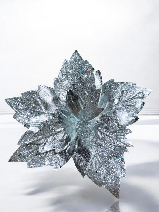 Flor artificial de 8 pétalos plateado metalizado 32cm (FLM00289MtS) 434