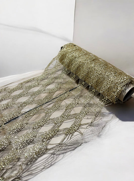 Malla dorada perforaciones en diamante 25cm x 4.6m (YW0737-008G)