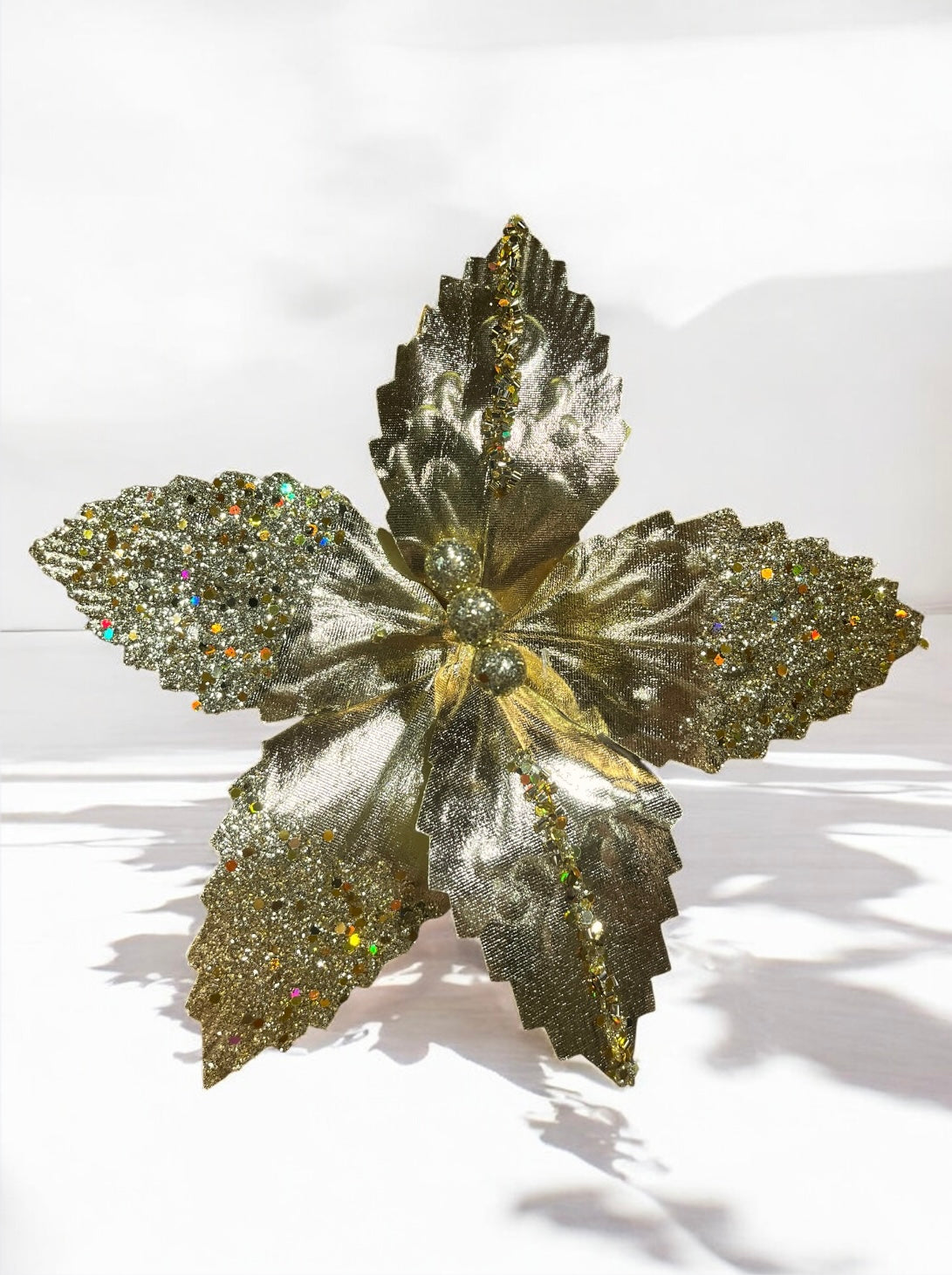 Flor artificial de 5 pétalos dorado metalizado 26cm (FLM00252MtG) 423