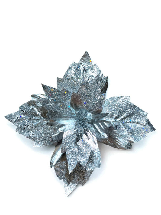 Flor artificial de 8 pétalos color plateado metalizado 30cm (FLM00289MtS) 527