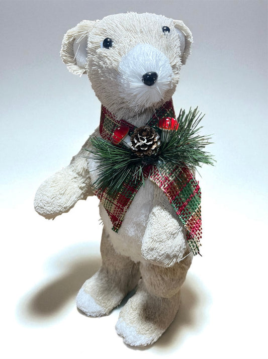 Oso de pie con bufanda de cuadros y piña 38cm x 20cm x 18cm (MPD00924)
