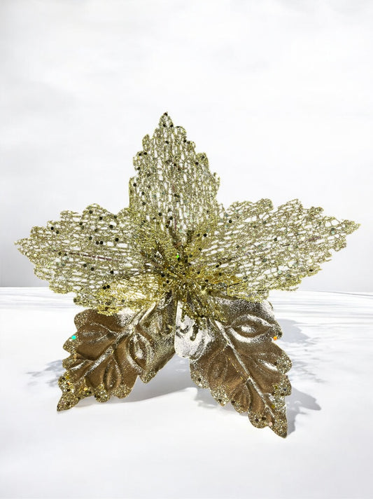 Flor artificial de 5 pétalos dorado metalizado 30cm (FLM00267MtG) 428