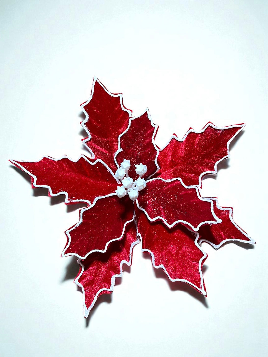 Flor artificial de 9 pétalos color rojo x blanco 30cm (FHY0023RW) 521