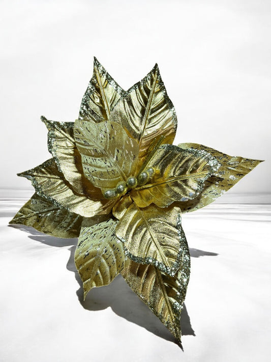 Flor artificial de 11 pétalos color dorado metalizado 46cm (FLX01063MG) 480