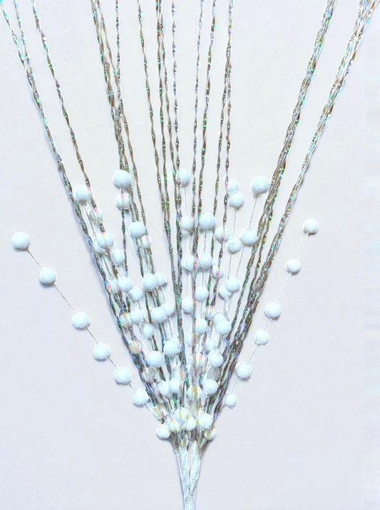 Follaje artificial sombrilla y bolas pequeñas blanco tornasol 38cm (DTI00423W) 414