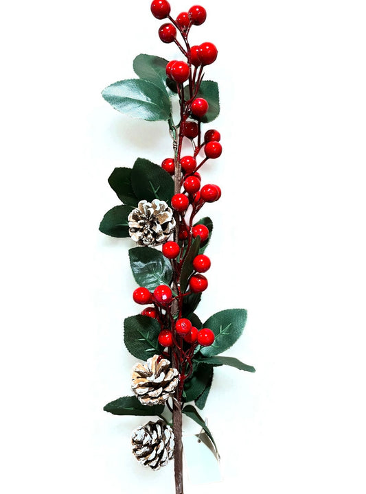 Berry artificial con hojas y piñas 40cm (DTI00548R) 418