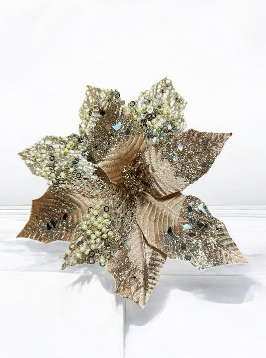 Flor artificial de 9 pétalos bronce claro 28cm (FLX010343Lco) 473