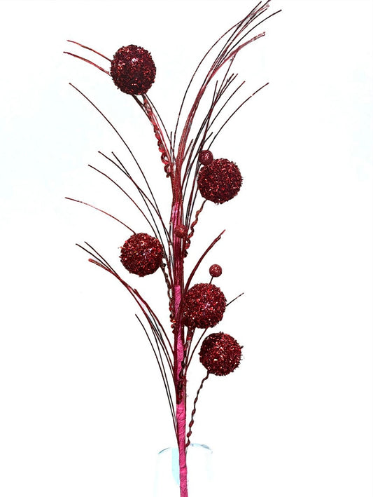Follaje artificial con ramas y bolas rojo 38cm (FLP0047R) 411