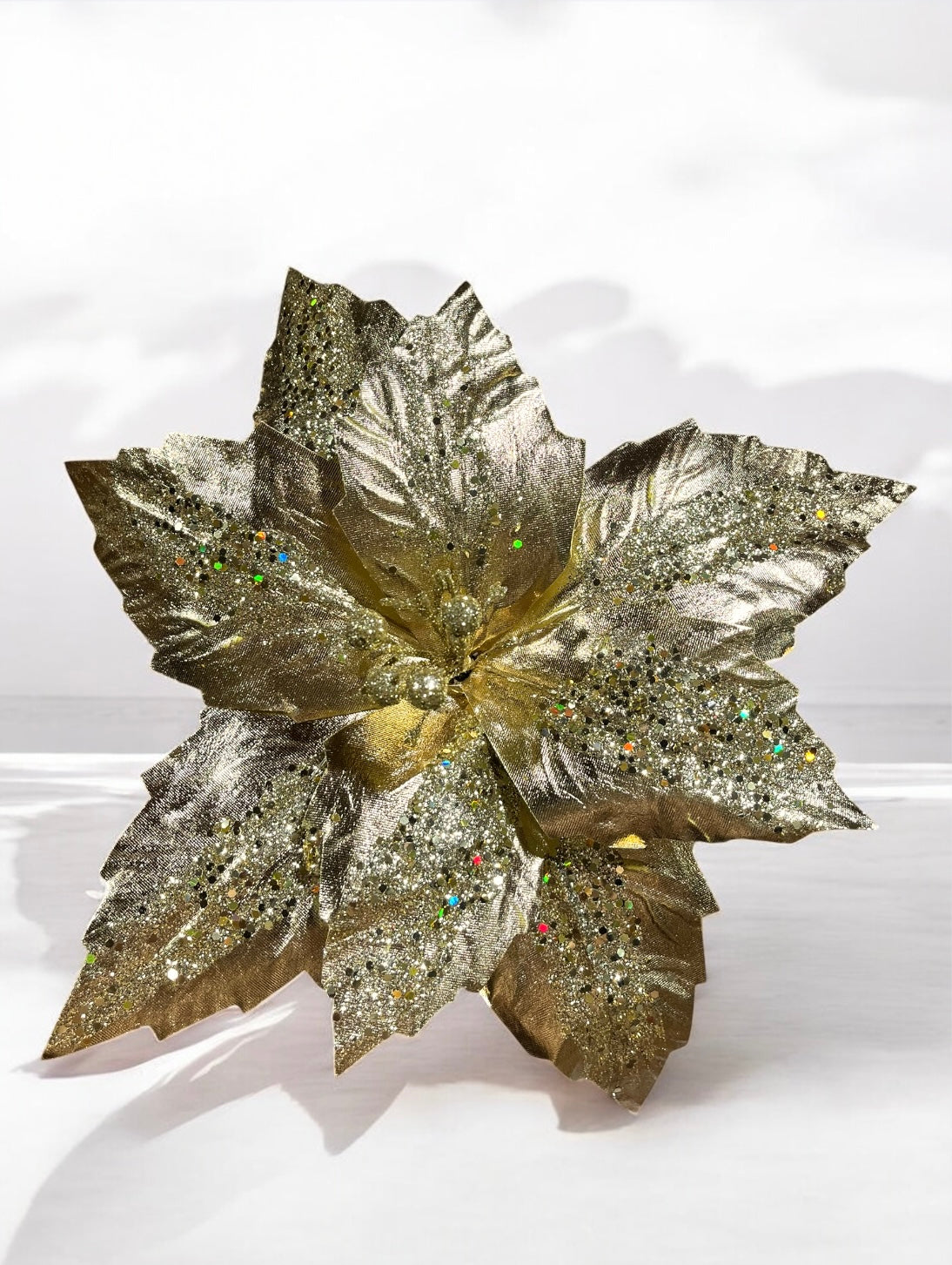 Flor artificial de 8 pétalos dorado metalizado 37cm (FLM00298MtG) 437