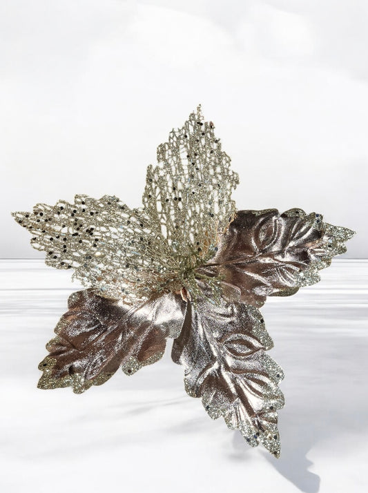 Flor artificial de 5 pétalos champañas metalizado 30cm (FLM00267MtCH) 427