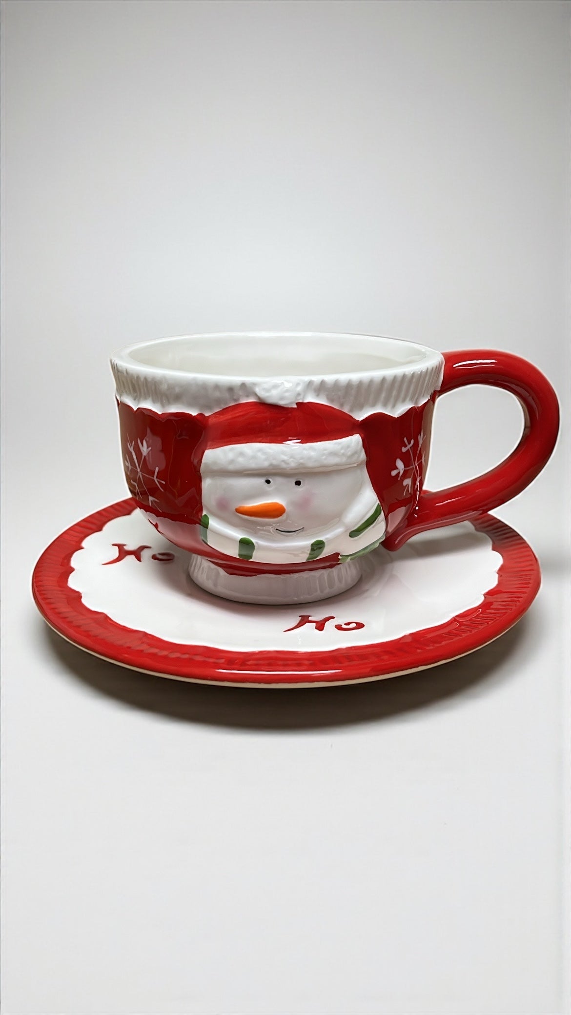 Taza decorativa navideña con plato (S972)