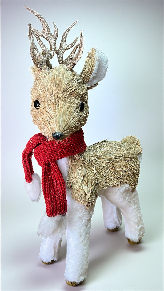 Reno de pajita con bufanda 49cm x 24cm x 15cm (CCY0183)