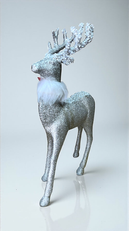 Ciervo plata escarchado 30cm x 23cm x 8cm (MLI0300S)