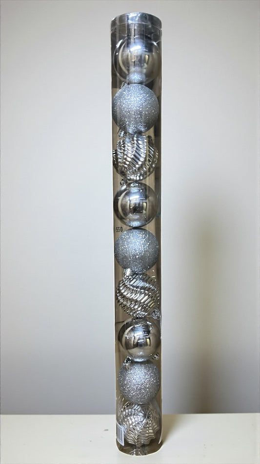 Tarro de 9 bolas navideñas plateadas 6cm (BHK01283S)