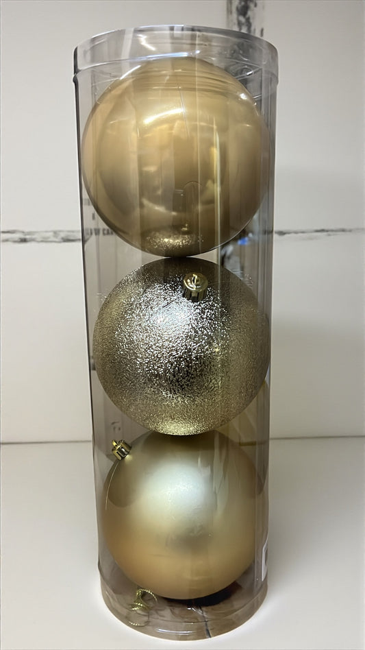 Tarro de 3 bolas navideñas doradas 12cm (BHK01260G)