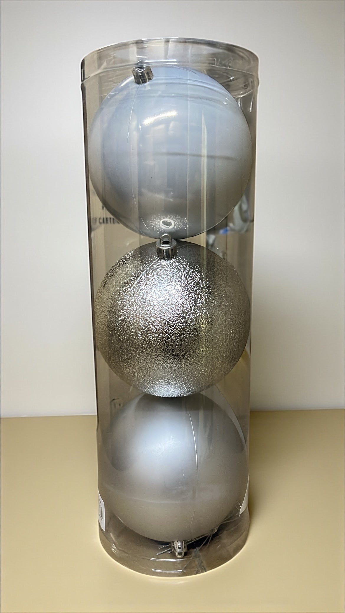 Tarro de 3 bolas navideñas plateadas 12cm (BHK01260S)