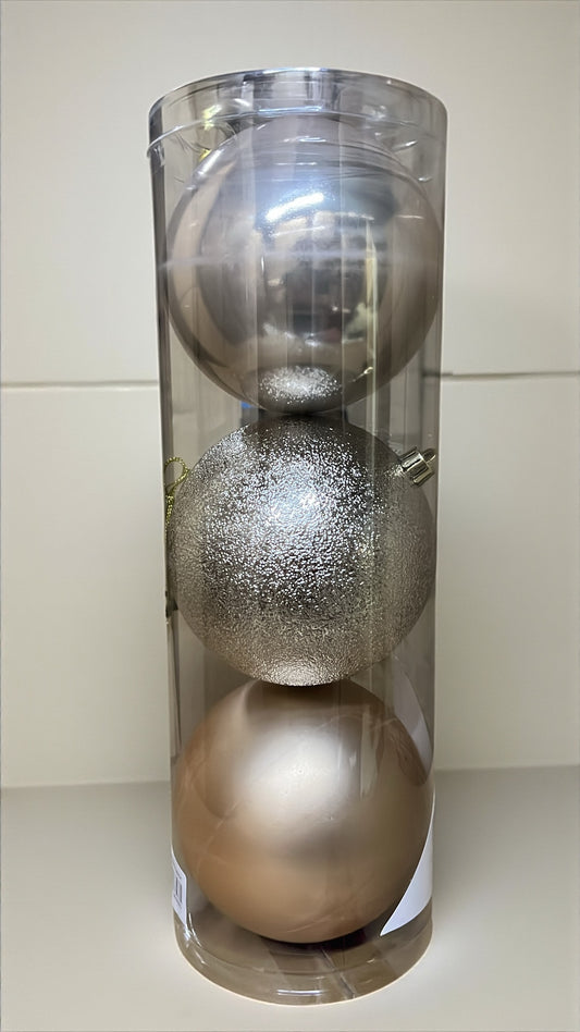 Tarro de 3 bolas navideñas champaña 12cm (BHK01260CH)