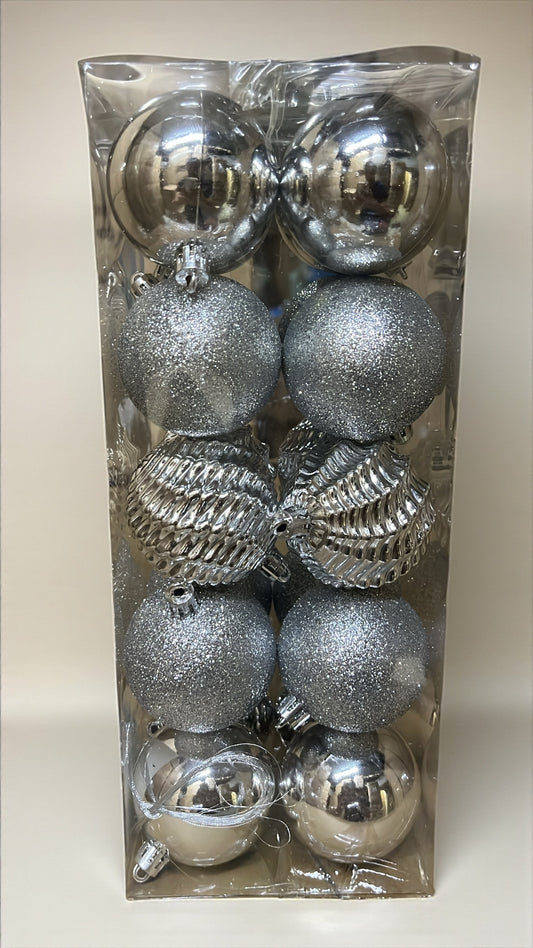 Paquete de 20 bolas navideñas plateadas 6cm (BHK01271S)