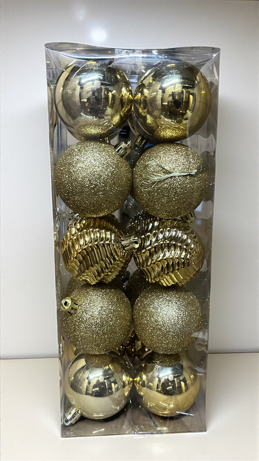 Paquete de 20 bolas navideñas doradas 6cm (BHK01271G)