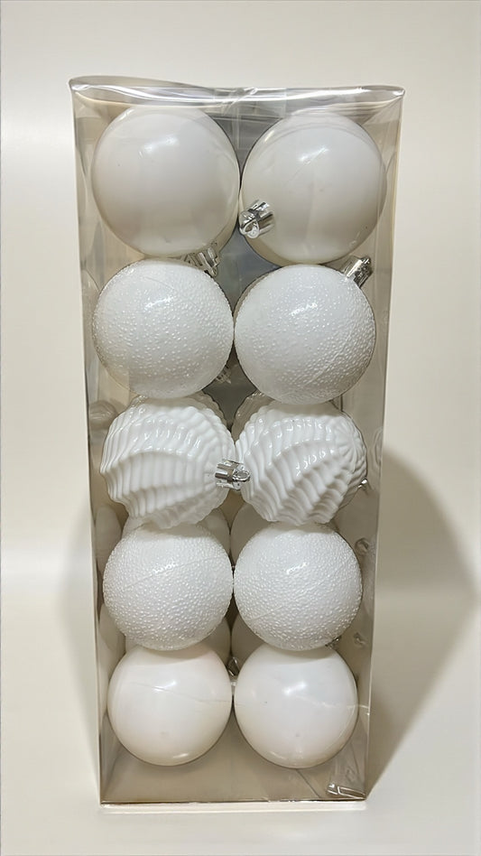 Paquete de 20 bolas navideñas blancas 6cm (BHK01271W)