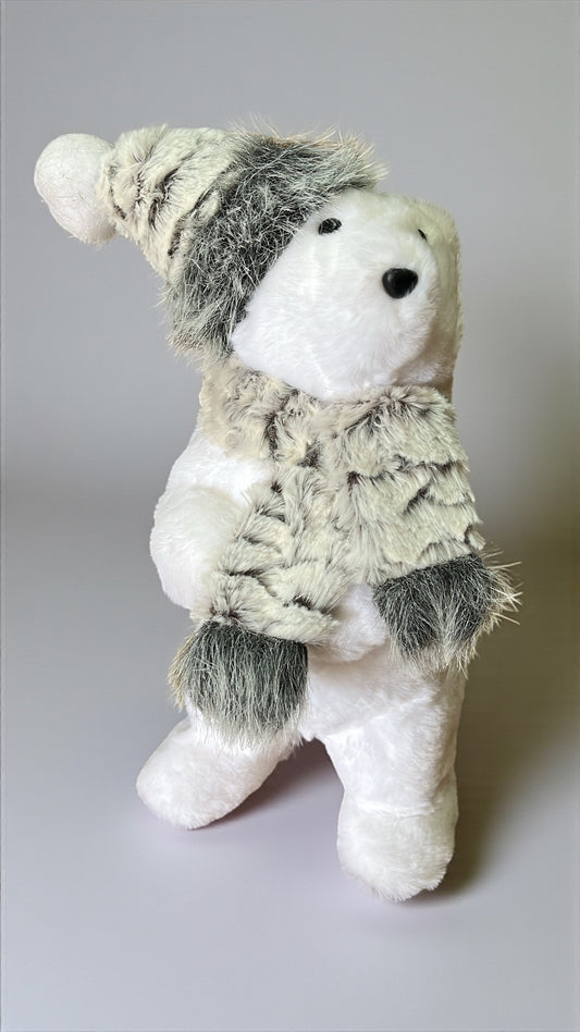 Oso con bufanda gris 30cm x 15cm x 14cm (CCY0153)
