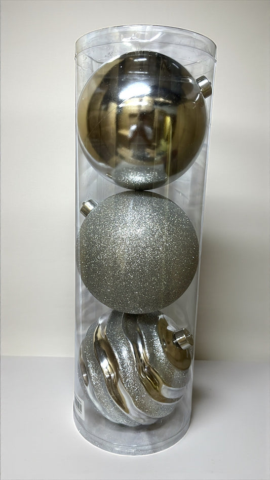 Tarro de 3 bolas navideñas plateadas 15cm (BHK00226S(S))