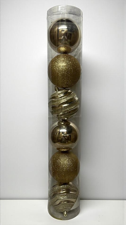 Tarro de 6 bolas navideñas champaña 10cm (BHK01008ChG)