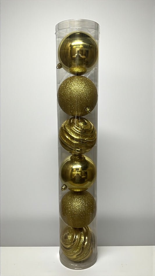 Tarro de 6 bolas navideñas doradas 10cm (BHK01008GG)