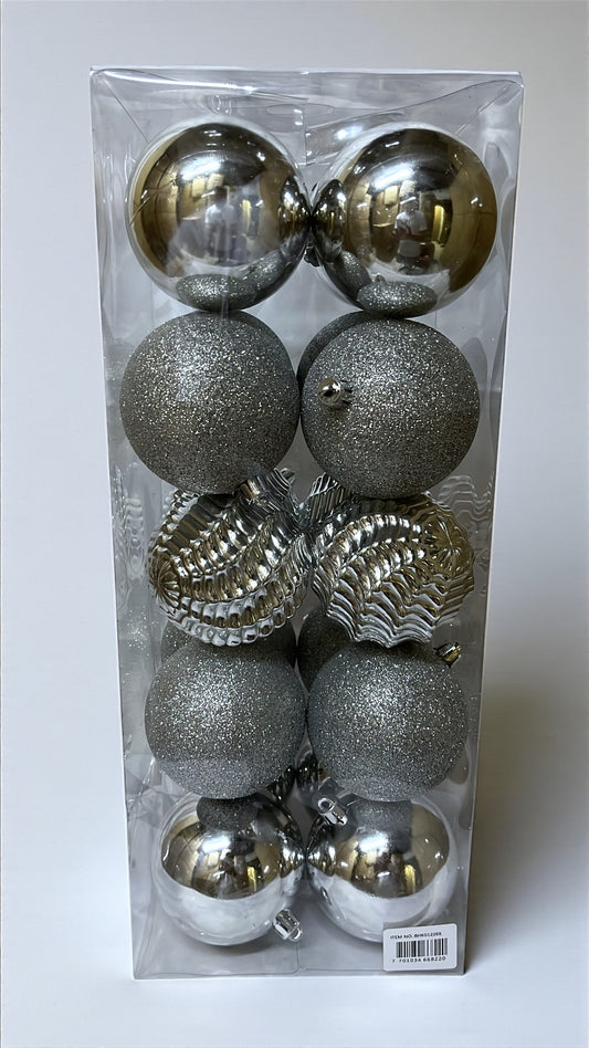 Paquete de 20 bolas navideñas plateadas 8cm (BHK01226S)