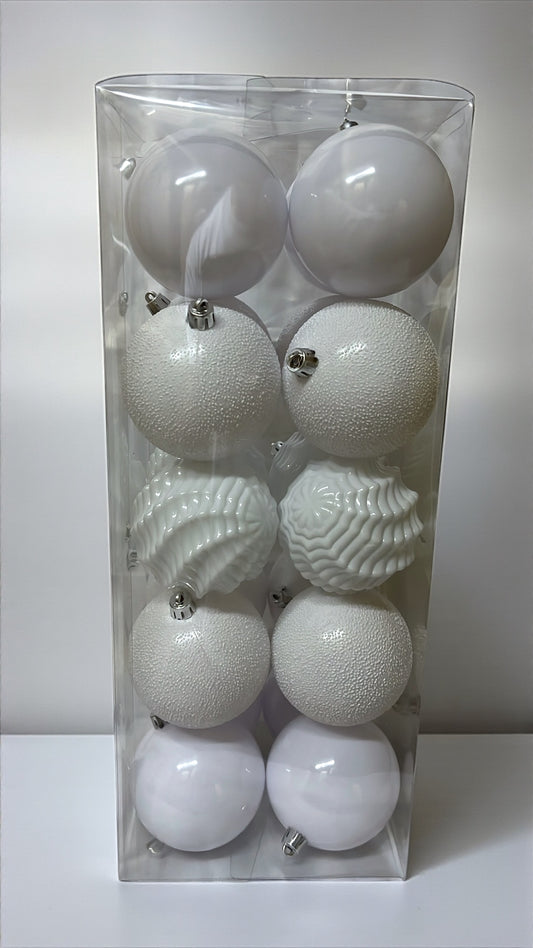 Paquete de 20 bolas navideñas blancas 8cm (BHK01226W)