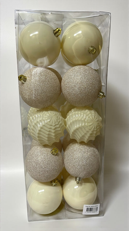 Paquete de 20 bolas navideñas color crema 8cm (BHK01226CR)